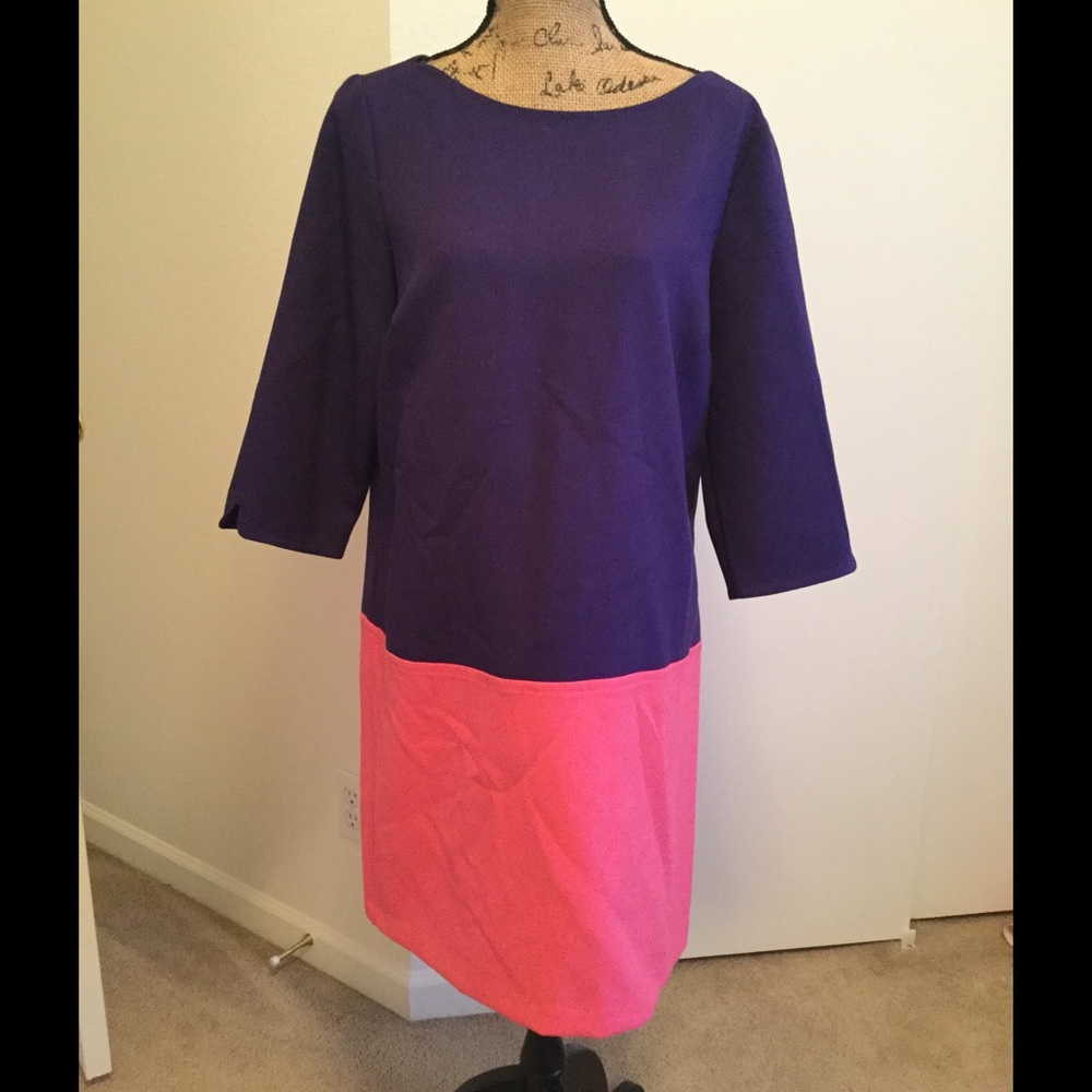 Zipper back color block dress